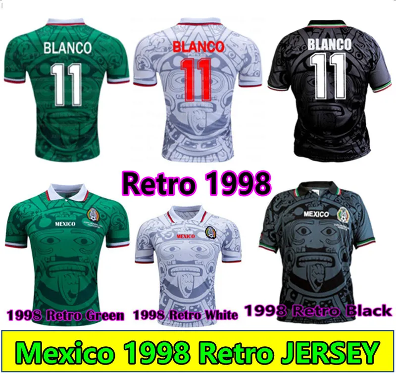 1998 1997 1994 Retro Mexico Blanco Soccer Jersey Luis Garcia Ramirez Football Shirt Hernandez Home Green Away 3rd Black WC 98th Age Men Kids Stifions mykit