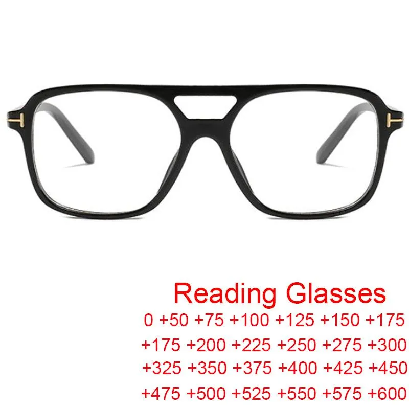 Zonnebril Retro Dubbele Brug Vierkante Leesbril Mannen Vrouwen 2023 Verziendheid Brillen Anti Blauw Licht UV400Zonnebril