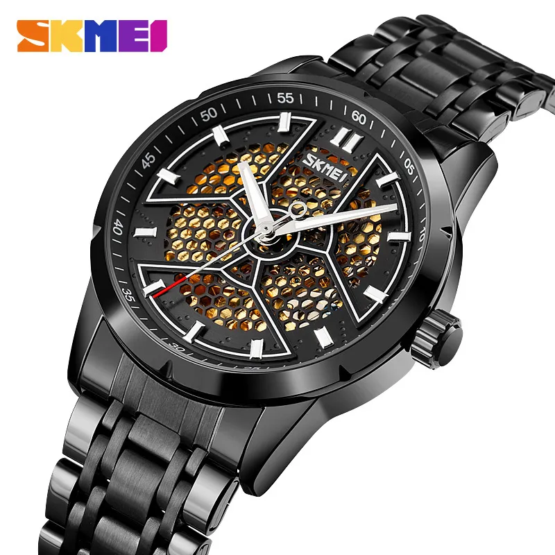 Skmei Charm Automatic Mechanical Men Watch Hollow Luminous Pointer Mens Wristwatches Waterproof Male Watches Montre Homme 9225 Q0524