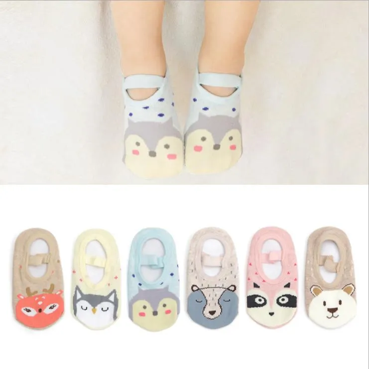 Baby Sokken Peuter Anti Slip Floor Sokken Katoen Baby Jongens Meisjes Enkle Sokken Cartoon Pasgeboren Walker Footsocks 6 Animal Designs DW4553