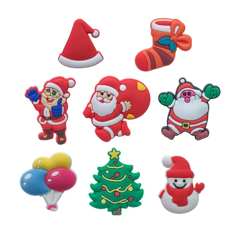 moq100pcs grossistskor charms glada xmas gåva pvc mjukt gummi clog skor charm tillbehör