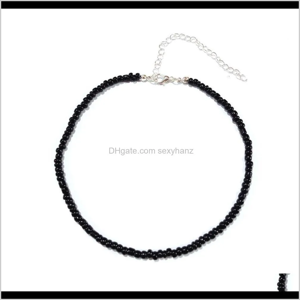 pendant neckwear bohemian short neckchain choker handmade fashion versatile colorful rice bead necklace