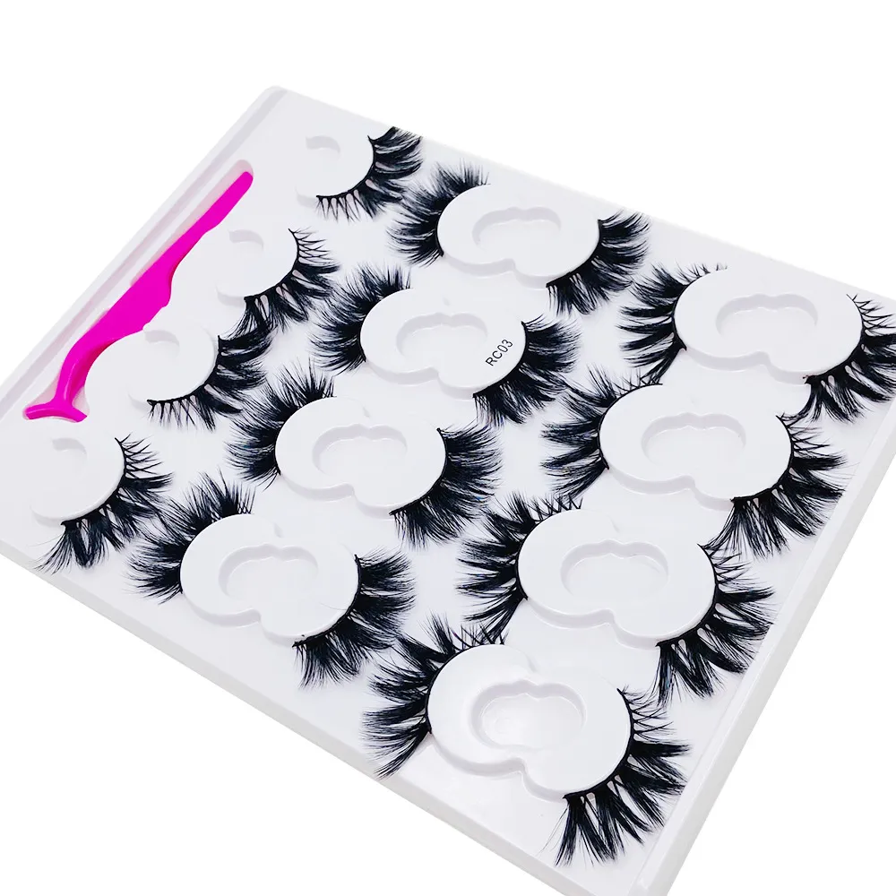 10 Paires En Gros Naturel Long Faux Cils De Vison Pleine Bande Fluffy Lashes VendorsEyelash Extension Make Up Tools