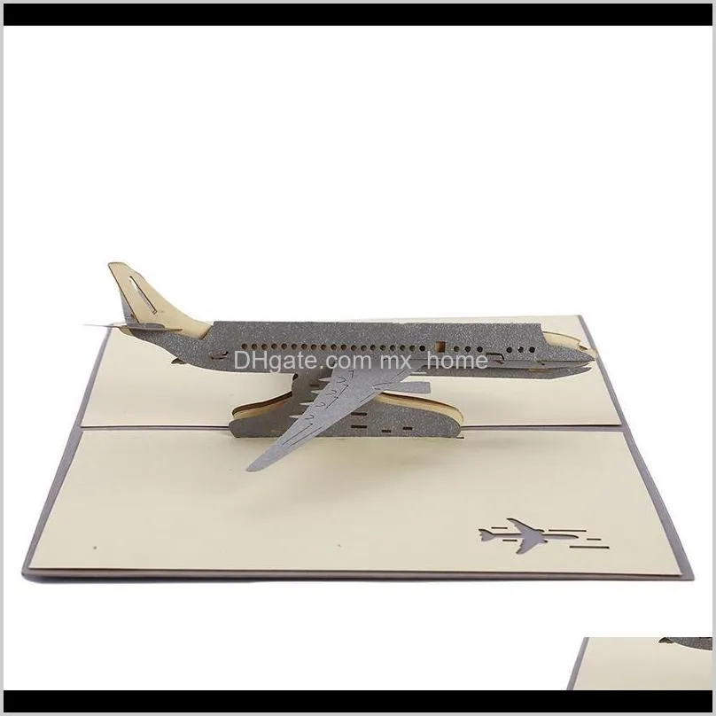 high quality 3d greeting card engraving paper-cut airplane model greeting card creative gift home party supply