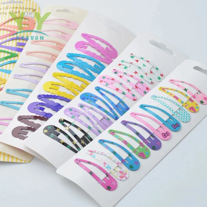 170pcs Printing BB Snaps Barrettes Clips Kids Solid Matel Waterdrop Shape hairpins baby Girls Zodiac Hair Pins