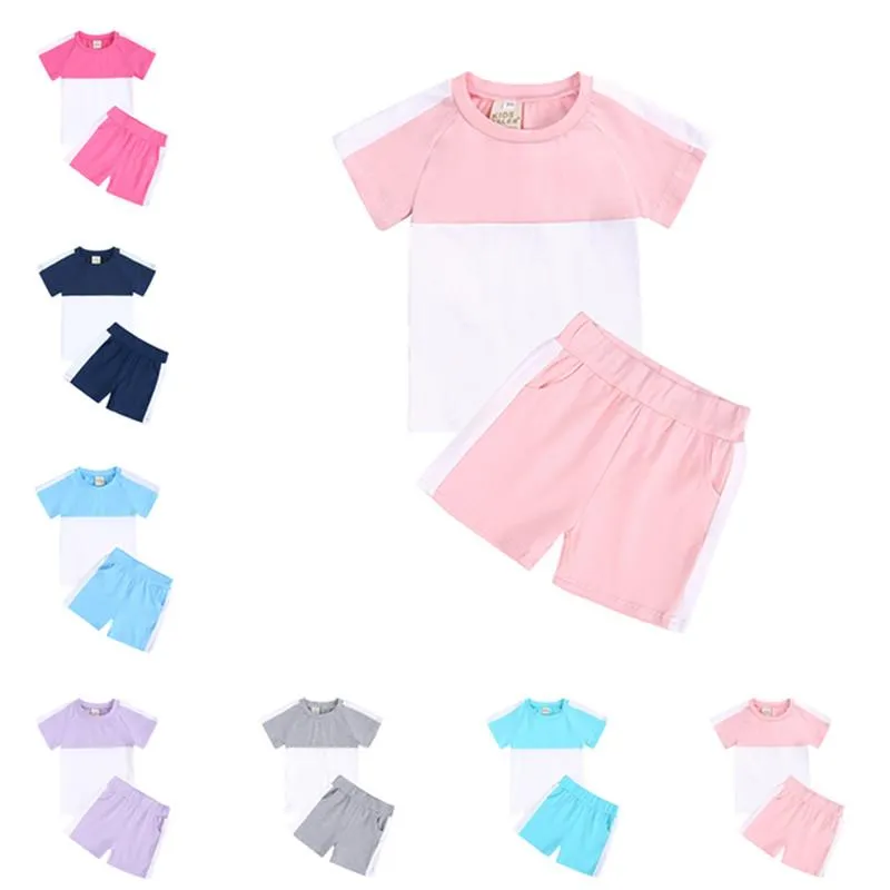 Enfants Contes Vêtements Ensembles Pour Enfants Survêtements Contraste Couleur Shorts Filles Vêtements Garçons Né Toddler Outfits