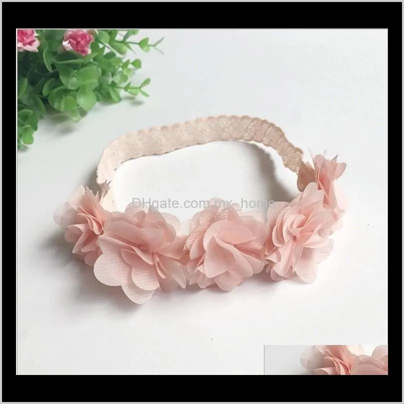 new korean style baby girl five flowers hair bands girls pink headbands children headwear fashion kids headdress hair accessories