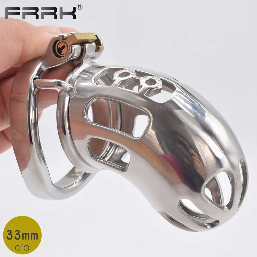 FRRK Chastity Device Metal Penis Rings Rings Tip Pip Power Cage Cage Cage Game Sex Toys Мужской Бондаж Оздоровительный Оздоровительный Контроль P0826