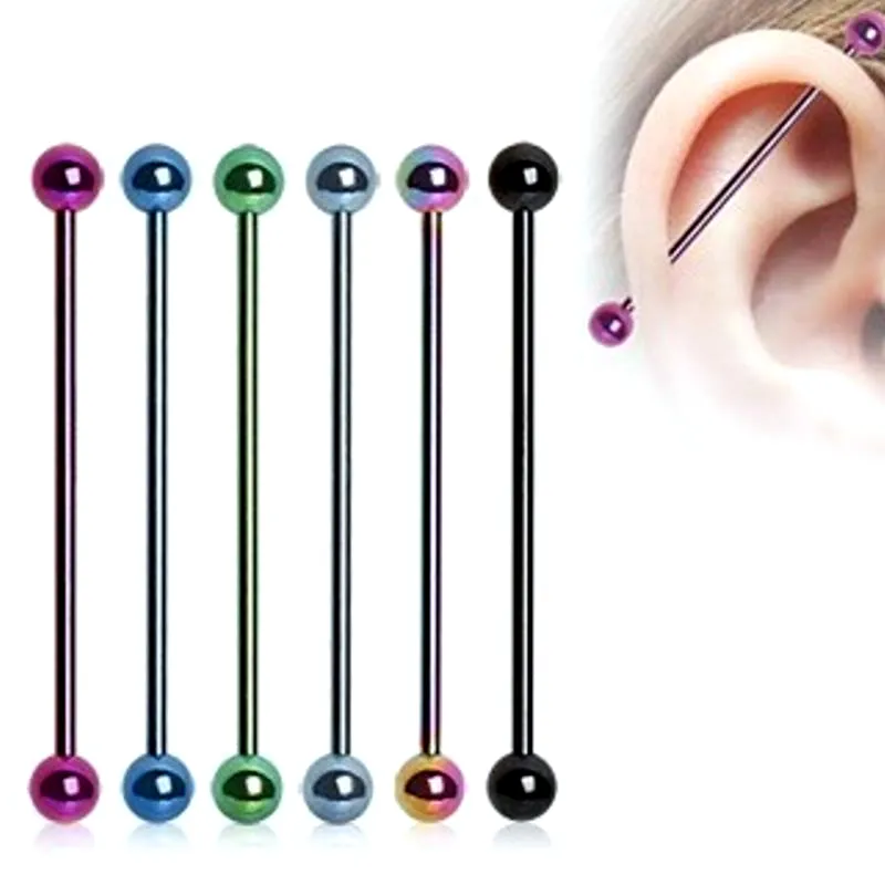 1PC Ear Nail Bone Bilanciere Orecchino Piercing helix stud trago Piercing Nero Argento Oro Cartilagine Anello Per Uomo Donna