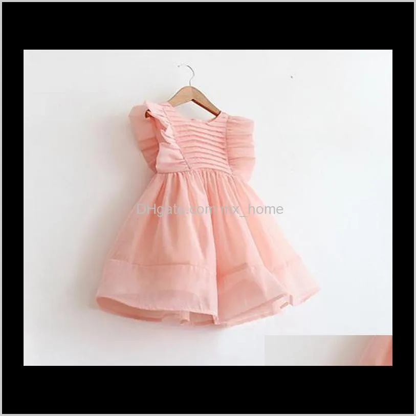 new summer ruffles doll shirt dress children`s girls clothing kids clothes fairies dress baby girl solid princess dress