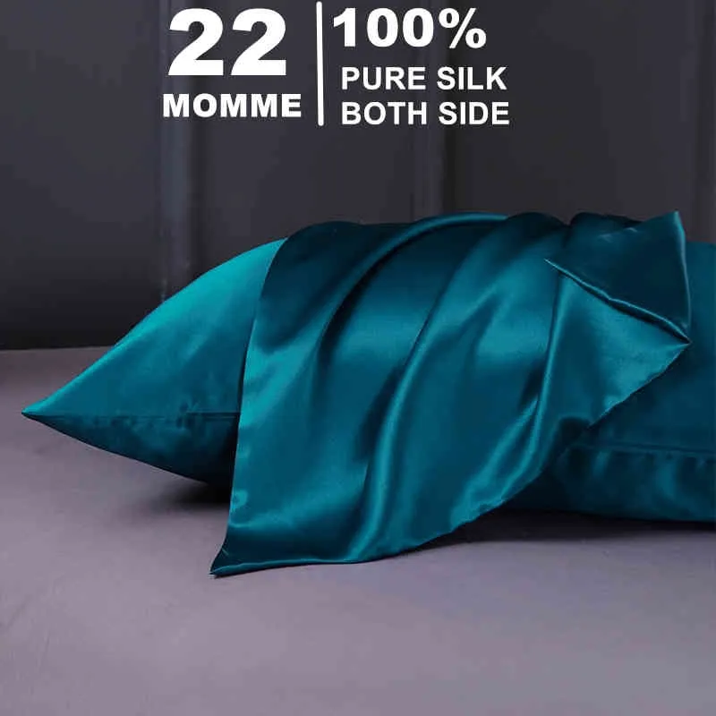 22 Momme Zipperの枕カバー1ピー100％の自然桑の絹のMuticolorピローケース健康な標準クイーンキング