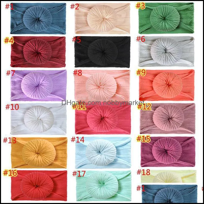 2020 New Baby Girls Knot Ball Headbands Kids Hair Band Children Headwear Boutique Hair Accessories 18 Colors Turban