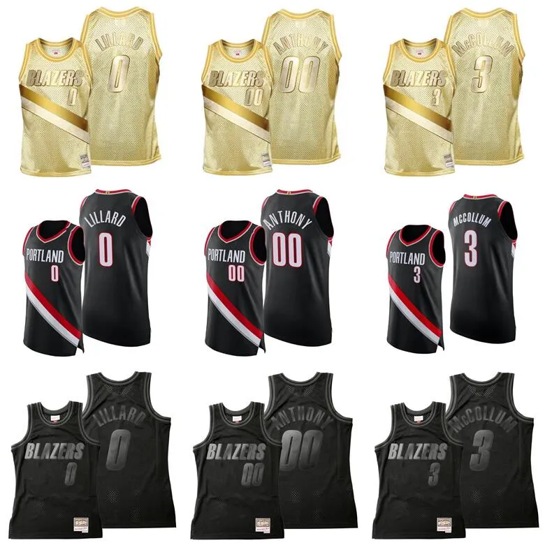 Custom Stitched Basketball Jersey Damian 0 Lillard Jersey Carmelo 00 Anthony 3 McCollum Mitchel Ness 2020-21 Hardhouts Classics Retro Mannen Vrouwen en Jeugd S-6XL dragen