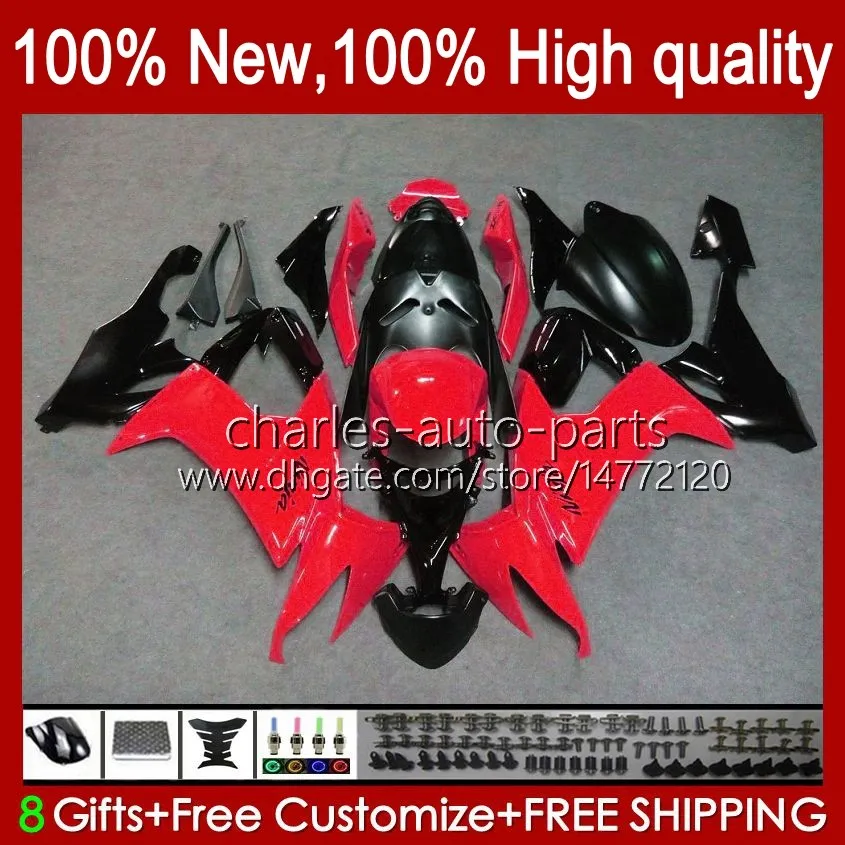 Motorcycle Fairings For KAWASAKI NINJA ZX 10R ZX10 10 R 1000 CC ZX10R 08 09 10 Body Red black 56No.41 1000CC ZX1000C ZX-10R 2008 2009 2010 ZX1000 08-10 Bodywork Kit