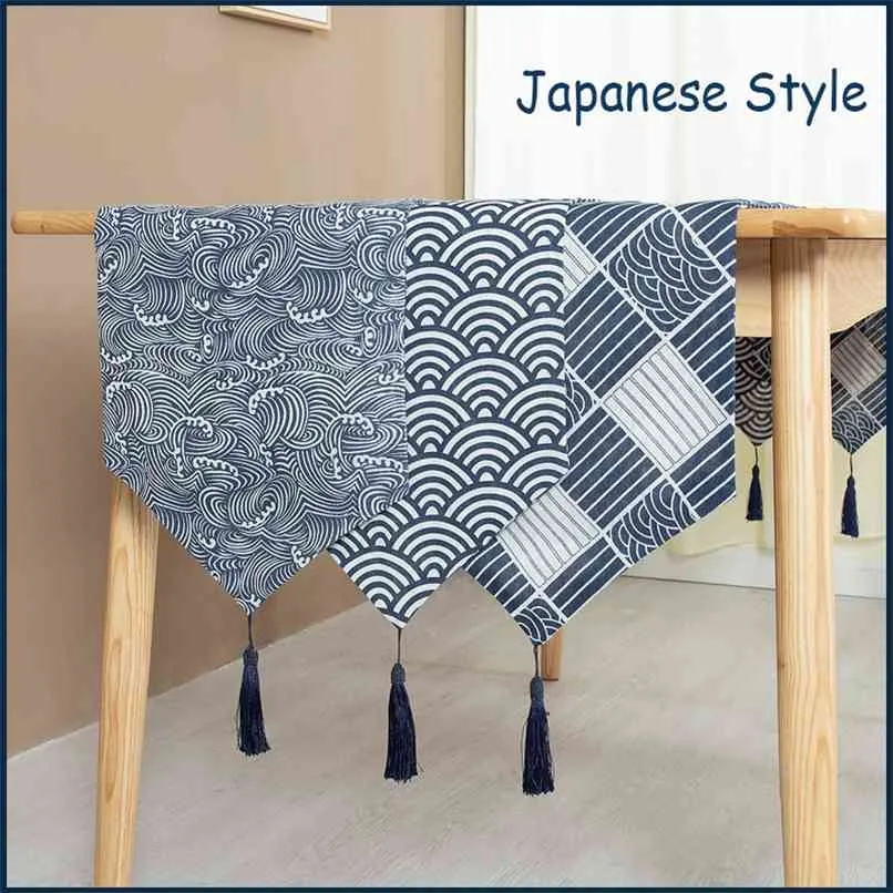 Легкий роскошный стол бегун для чая японский стиль свадьбы темно-синие бегуны украшения 33x210 см 210628