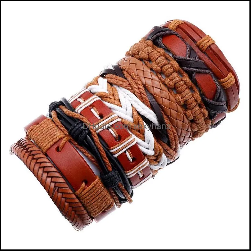 Hiphop hip hop style jewelry vintage braided cowhide bracelet diy10 set leather bracelet