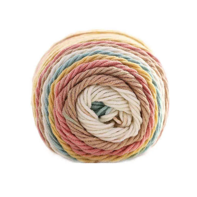 1 pc arco-íris algodão 5 fios de leite algodão gradiente cor segmento tingido crochet stitch stitch scarf chapéu chapéu é simples afk004 y211129