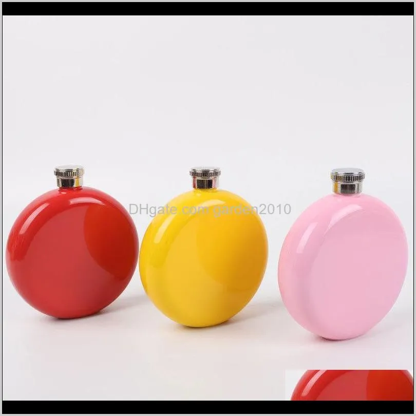 5oz round colorful stainless steel hip flask portable liquor wine pot stainless steel hip flask travel whiskey bottle