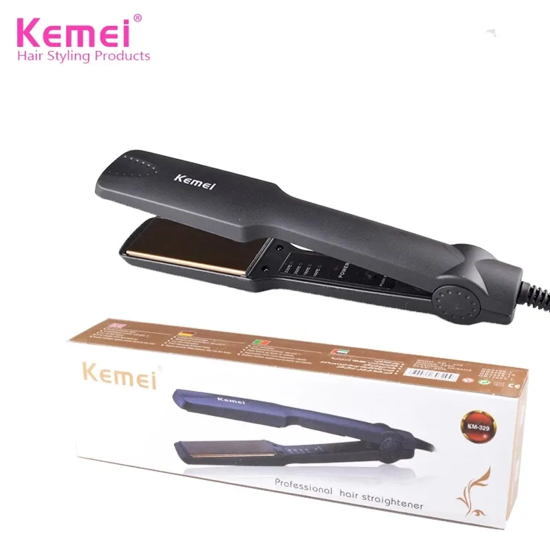 Kemei KM-329 Профессиональный выпрямитель для волос Железный Плоский Выпрямитель Четыре Редуктор Температурные Инструменты Укладки Температуры