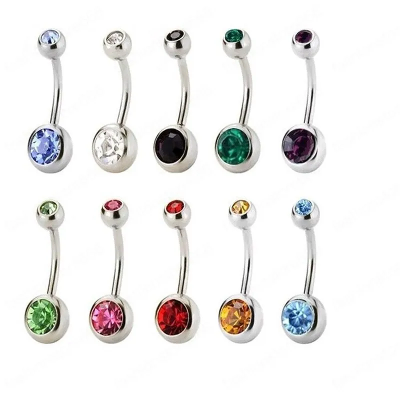 Bell Drop Dostawa Ze Stali Nierdzewnej 14G Belly Piercing Nombril Śruba Pamavel Button Pierścionki Tragus Helix Body Biżuteria dla kobiet Men120szt