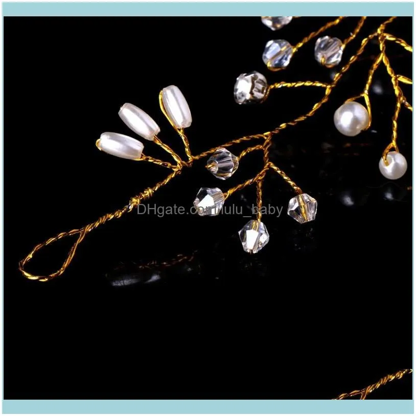 Luxury Wedding Bridal Rhinestone Faux Pearl Headband Tiara Hair Chain Headpiece Clips & Barrettes