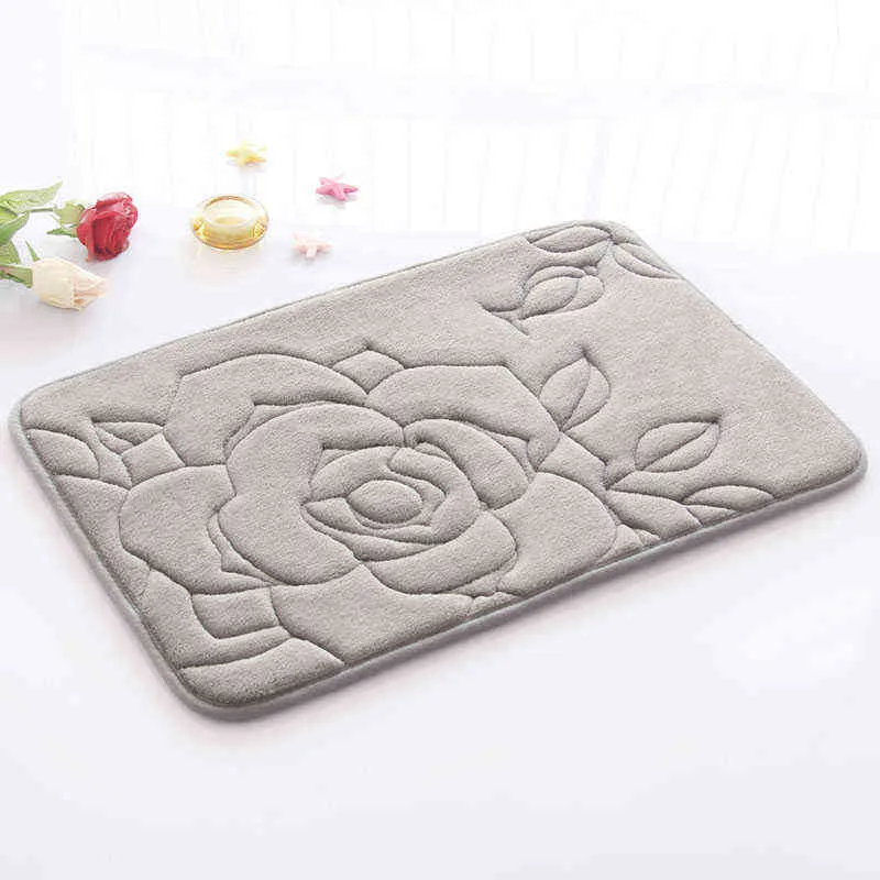 Dikker Badkamer Vloer Tapijt Memory Foam Bath Mat Water Absorptie Toilet Turns Antislip Rose Printing Pad Mats Slow Rebound Rug 2111109