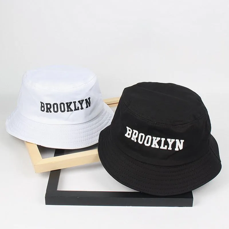 Cloches Män Kvinnor Brooklyn Bucket Hat Bomullstryck Hip Hop Fisherman Panama Sol Sommar Utomhus Street Casual Visirkeps