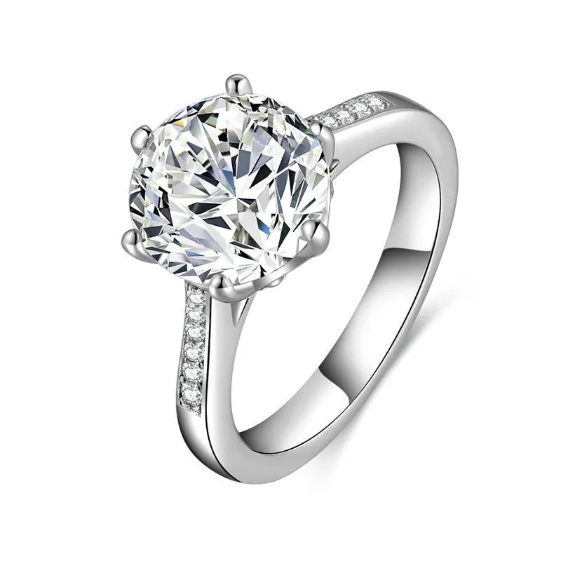 Pierścienie klastra Lesf Luksusowy 4 ct Solitaire INEGAMENTUR CUT 6 PRONG SONA Diamond 925 Srebrna obrączka dla kobiet300D