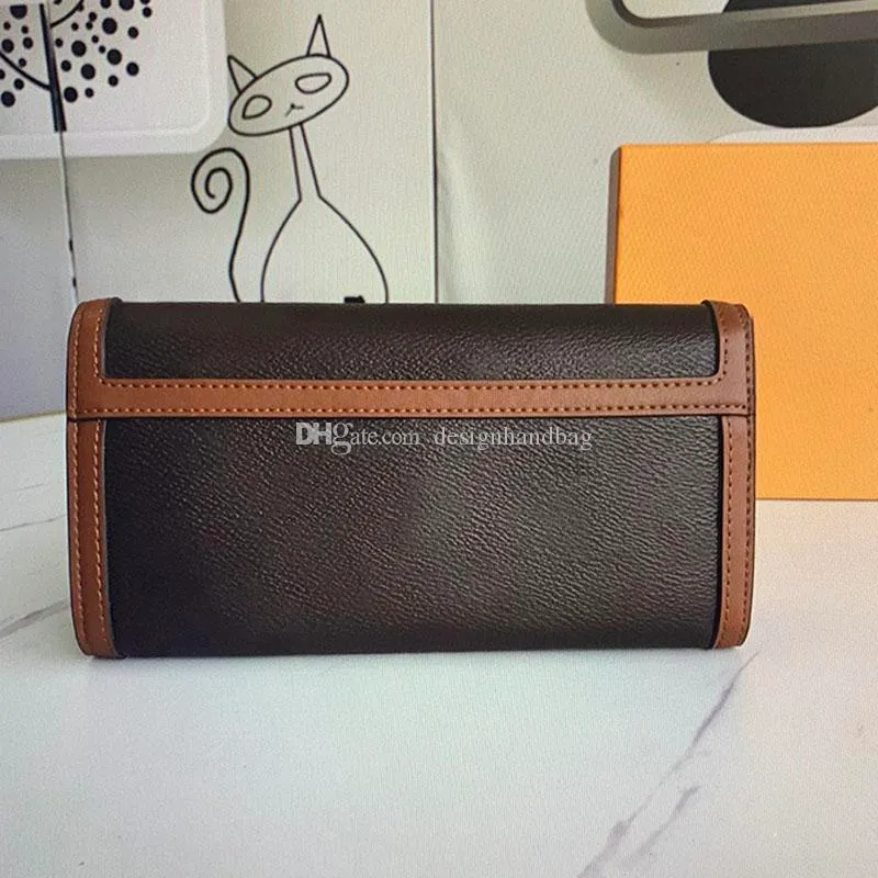 M68725 DAUPHINE Wallet Woman Metal Hasp Coin Purse Printing Leather Card Holders Clutch Bags Women Luxurys Designers Wallets With Orange Box