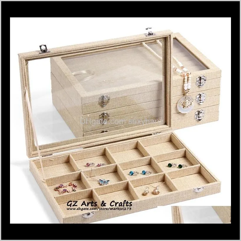 large linen jewelry box earrings necklaces bracelets ring jewelry display box jewelry tray jewelry organizer storage stand holder