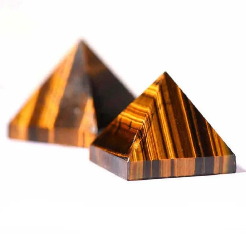 Naturlig tiger Eye Stone Pyramid Dekoration Hantverk Reiki Healing Chakra Ädelsten Energi Degaussing Ornament Crystal Quartz Point