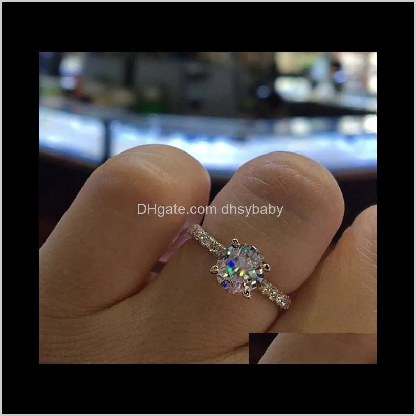 womens designer rings romantic zircon shining rings round stone wedding bridal fashion jewelry engagement ring for women