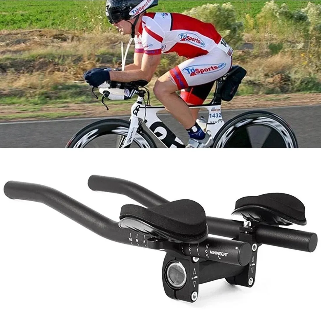 Vélo Guidon Aero Bar Vélo Relaxation Poignée Triathlon VTT Vélo De Route Accoudoir Aerobar TT - Noir