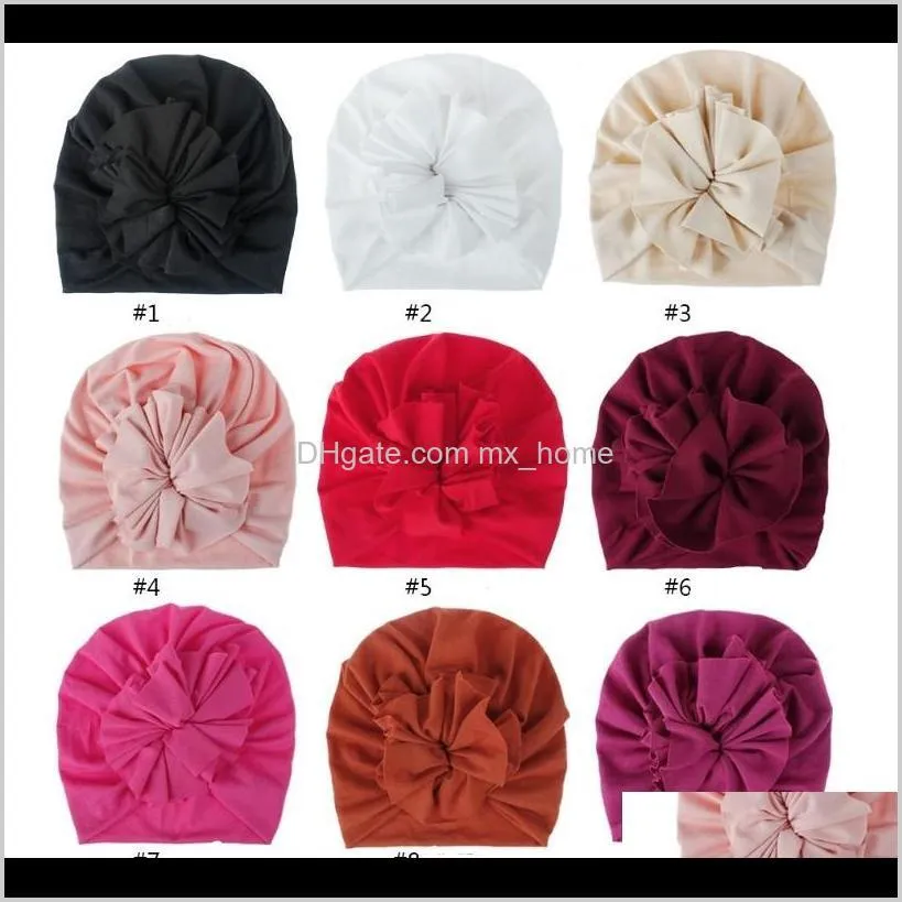 18 colors new baby hats toddler knitted cotton caps infant flower hat newborn hats 10pcs/lot