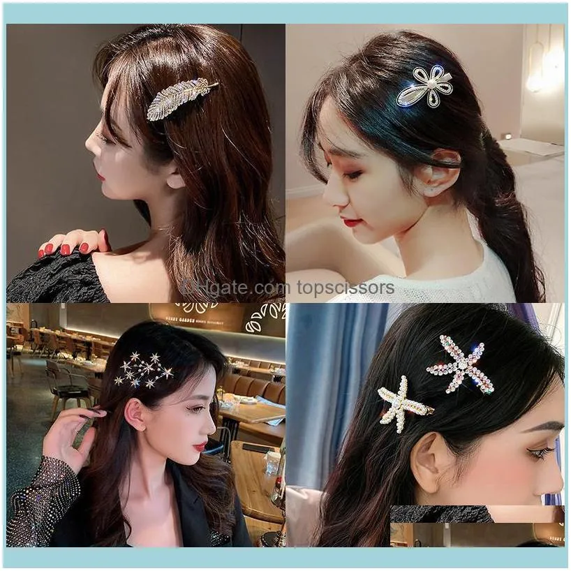 Korean Hairgrip Crystal Hair Clip For Women Fashion Girl Gold Silver Hairpins Headwear Accessories Barrettes Side1