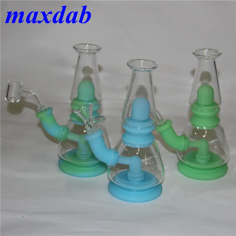 Im Dunkeln leuchtende Silikon-Wasserbong-Shisha-Tabakraucherpfeife, Glasbongs, Dab-Rig, Shisha-Wasserpfeifen, Bohrinseln, bunt