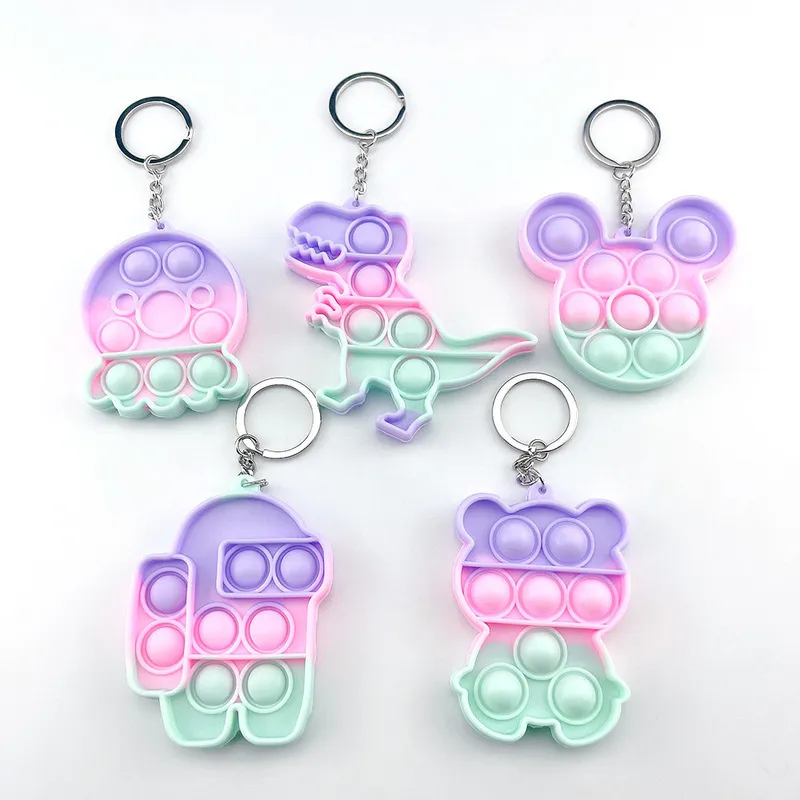 Party Favorit Camouflage Summer Macaron Färg Keychain Silikon Bubbla Barnens Mental Arithmetic Desktop Educational Toy