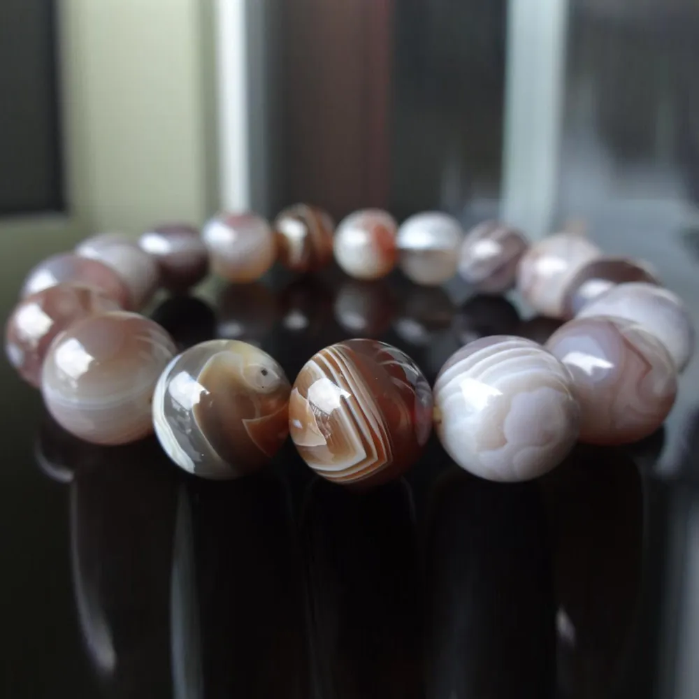MG1133 New Natural Botswana Agate Bead Bracelet for Men High Quality 12mm Beads Energy Bracelet