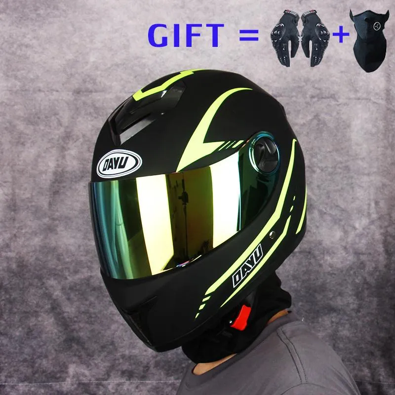 Caschi da moto Regali gratuiti Casco a doppia lente per adulti Super Cool Full Face Warm Winter Moto Moto Scooter Casque da donna