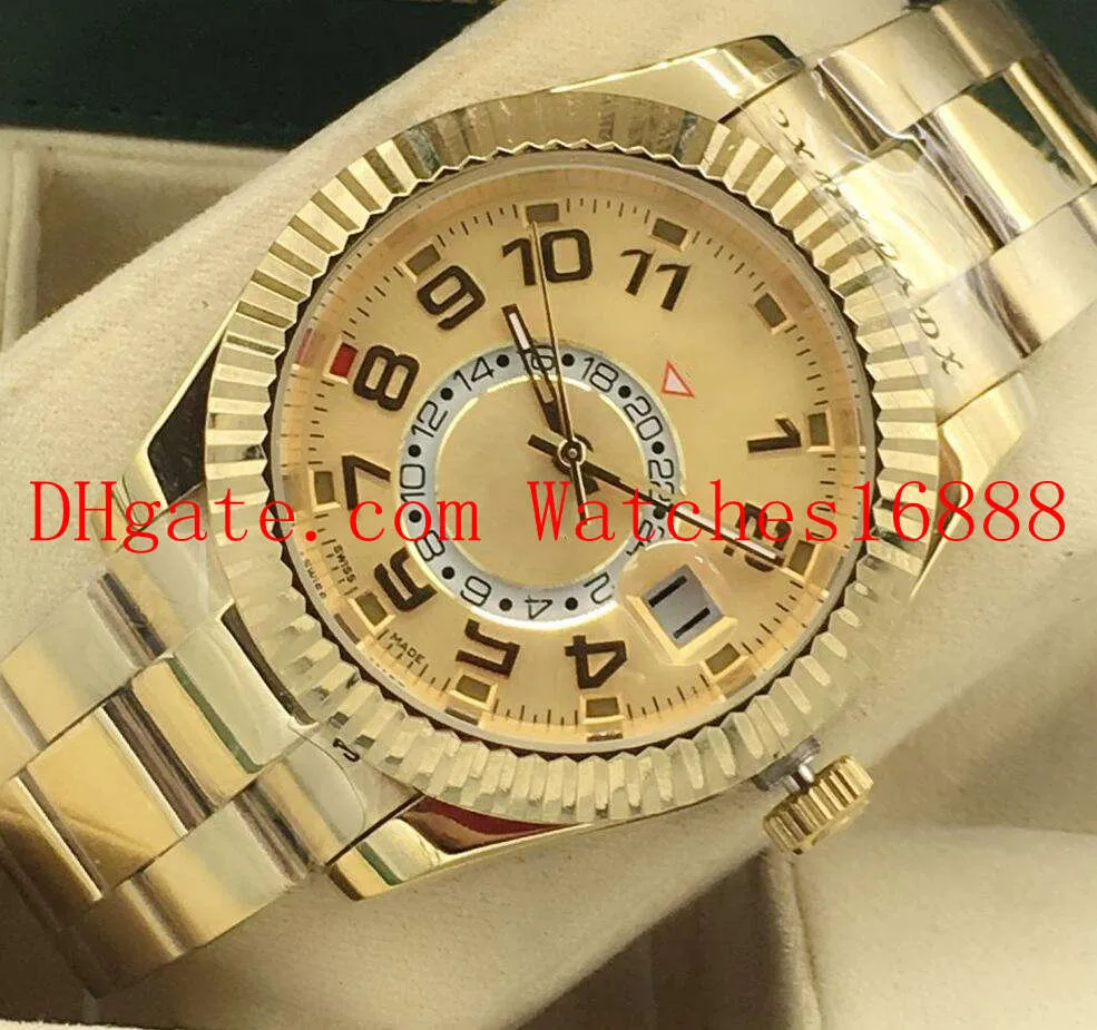 Wysokiej jakości cyfrowe zegarki na nadgarstki Dial Mens 326938 18K żółta złota bransoletka Ostra Mechaniczna automatyczna zegarek