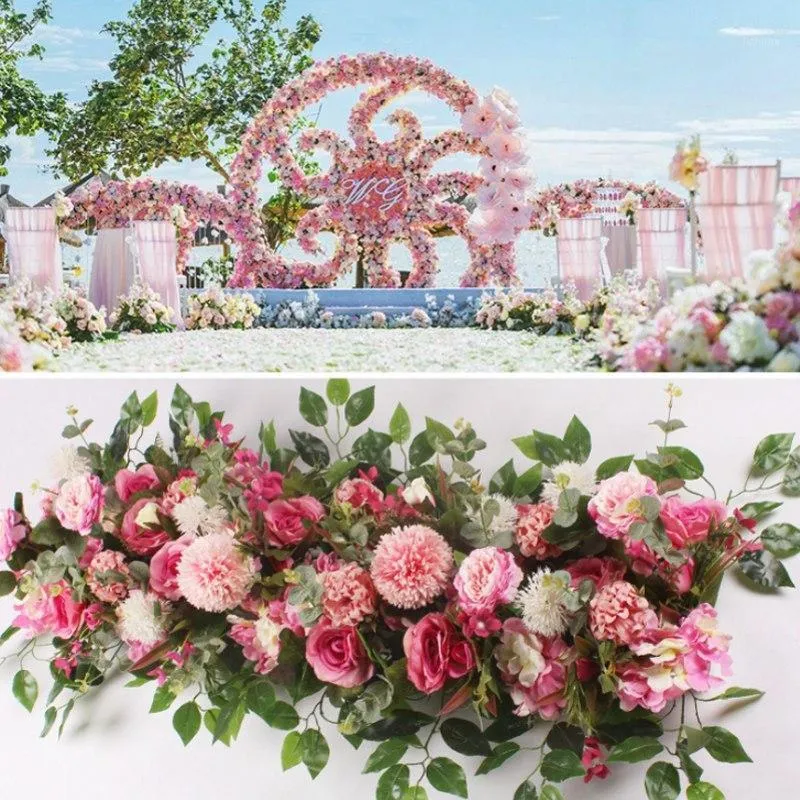 50/100 cm DIY Wedding Bloemwandarrangement Leveringen Silk Peonies Rose Artificial Row Decor Iron Arch Backdrop1