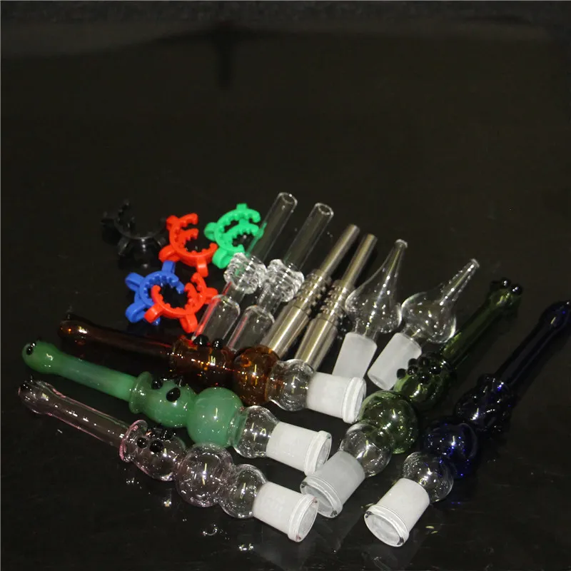 Hookahs mini nectar kit 14 mm nector dab stro -olie -stoffen micro nc set glazen water buis kwarts tip