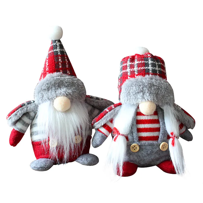 Kerst Gnomes Decorations Buffalo Plaid Pluche Handgemaakte Elf Doll Thanksgiving Valentine Home Table Ornament Xbjk2110