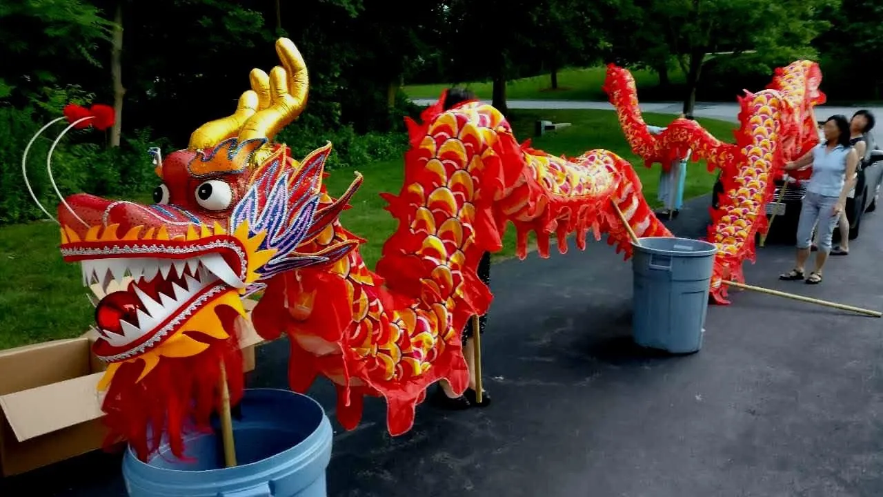 Kids Chinese Dragon Dance Costume - 7m Silk Dragon, Size 5