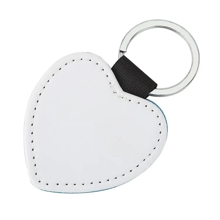 PARTY FAVOR PU LEATHER SUBBLIMATION Sequin Keychain 5 former DIY Glittery Keyring (Tillbaka är vit) Heart Shape Lover Presentkort
