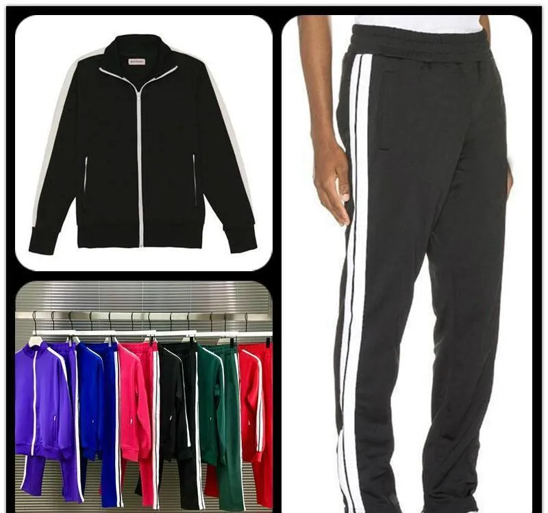 2023 Mens Womens Tracksuits 스웨터 정장 남성 트랙 스웨트 슈트 코트 남성 디자이너 재킷 후드 바지 스웨트 운동복 화이트 스트라이프 사이드 리본 21ss