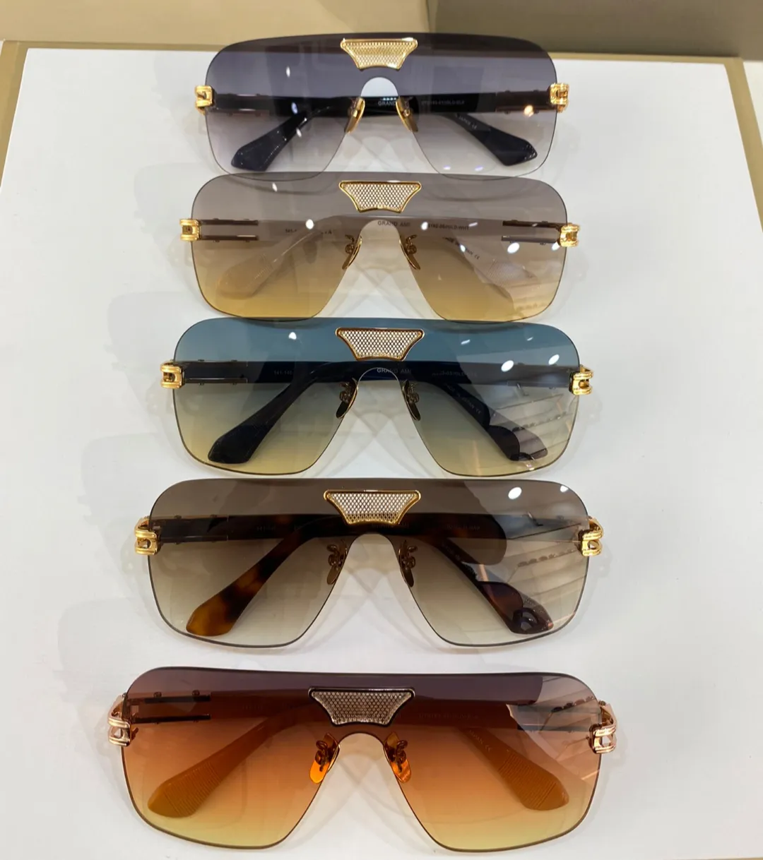 Mens Rimless Oversize Sunglasses Womens Gold Black Brown Gradient Sport Pilot Sun Glasses Puplar Fashion UV380 sunglass large lens summer