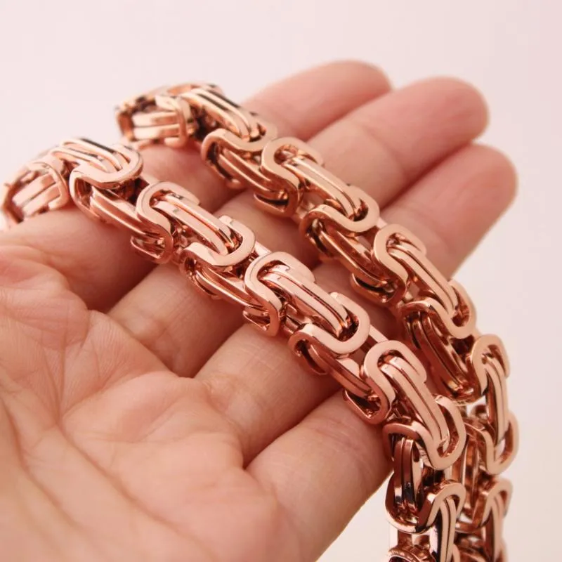 4/5 / 8mm Biżuteria Rose Gold 316L Ze Stali Nierdzewnej Bizantine Box Chain Men Women Naszyjnik lub Bransoletka Bransoletka 7-40 "Łańcuchy