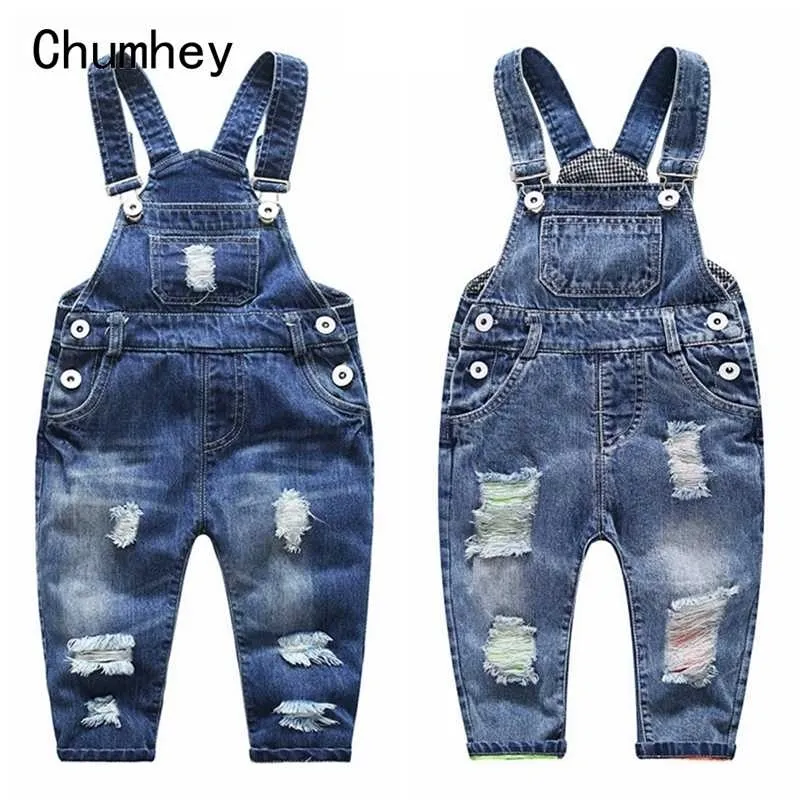 1-5t Kids Jeans Baby Rompers Spring Boys Flickor Overaller Bebe Jumpsuit Byxor Toddler Byxor Kläder Barnkläder 211101