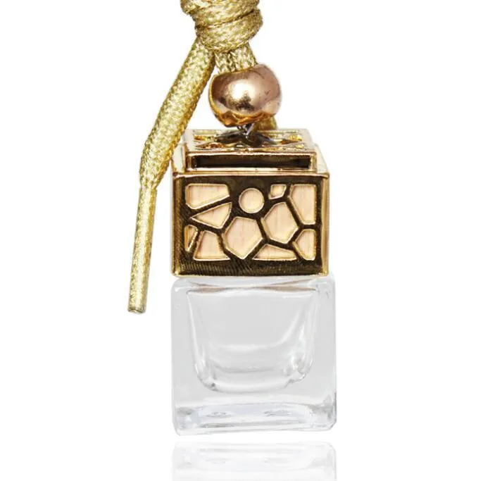 Bottiglia di profumo Cubo Profumo Bottiglie di vetro vuote Car Hanging Deodorante Ornamento 5ML Fragranza Bottiglie di vetro vuote